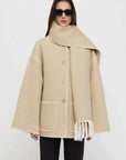 Long Wool Coat with Scarf for Women – Timeless Elegance and Warmth for Winter