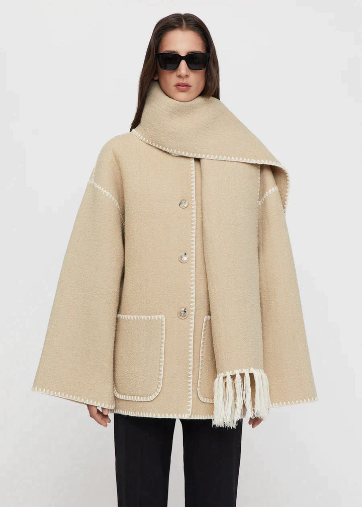 Variant image for Long Wool Coat with Scarf for Women – Timeless Elegance and Warmth for Winter-13
