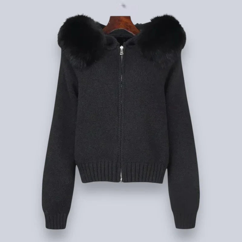 Variant image for Stylish Women's Jacket with Removable Faux Fur Hood - Warm Winter Coat for Women, Versatile Outerwear in Multiple Colors-2