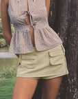 Womens Denim Shorts with Skirt Front Design – Low Waist 100% Cotton Casual Summer Style