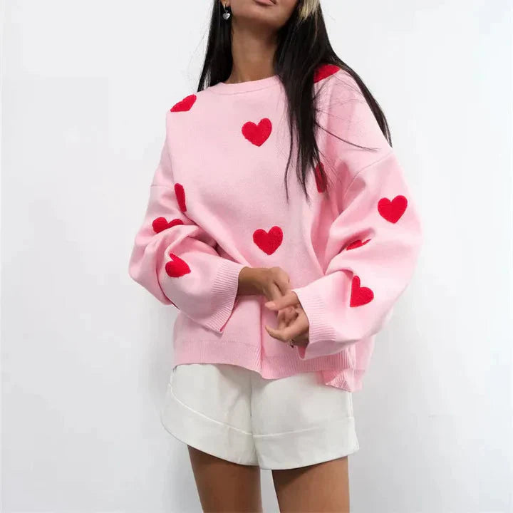 Variant image for Oversized Rose Heart Sweater for Women – Soft Fabric, Relaxed Fit, Cozy and Stylish, Perfect for Casual Outings-4