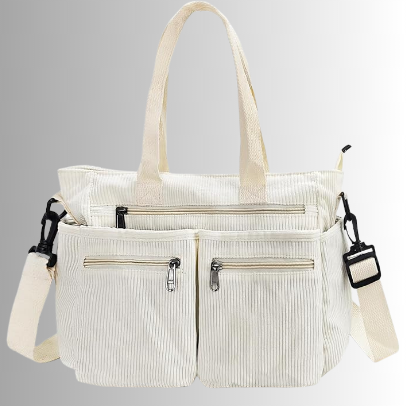 Variant image for Urban Cord Tote Bag with Adjustable Strap, Multiple Pockets – Stylish Shoulder Bag for Everyday Use-4