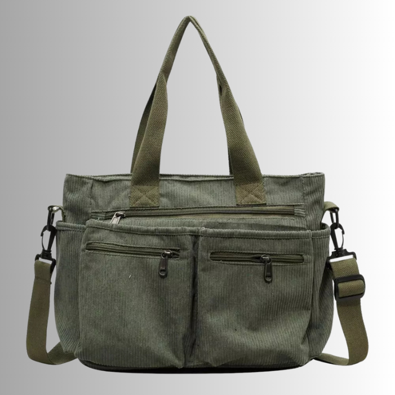 Variant image for Urban Cord Tote Bag with Adjustable Strap, Multiple Pockets – Stylish Shoulder Bag for Everyday Use-2