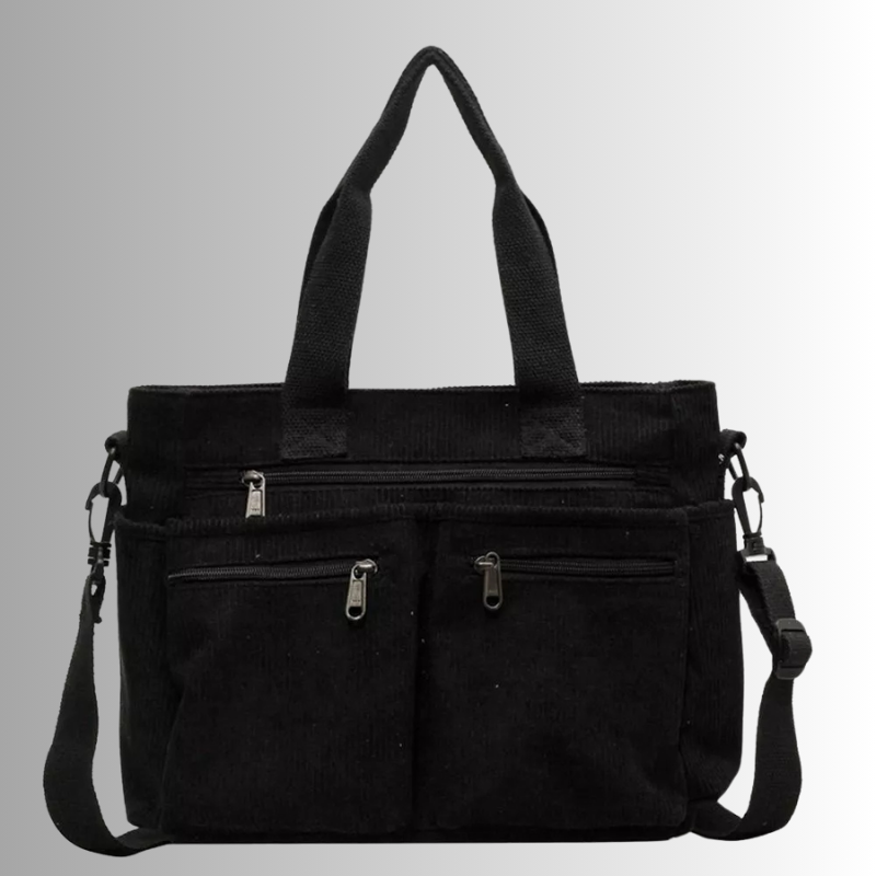 Variant image for Urban Cord Tote Bag with Adjustable Strap, Multiple Pockets – Stylish Shoulder Bag for Everyday Use-1