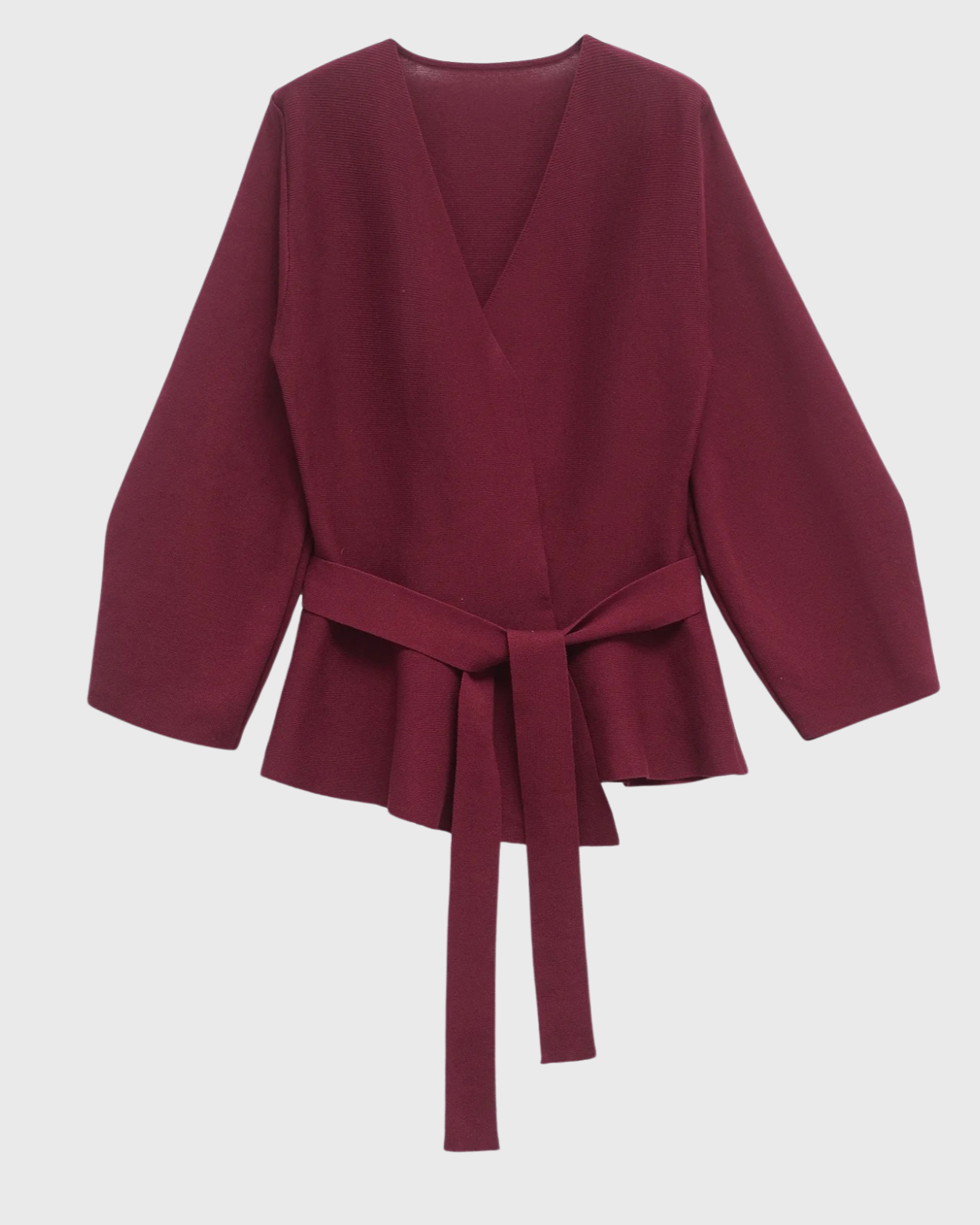 Variant image for Mauve Long Cardigan for Women with Tie Waist – Stylish Layering Piece in Burgundy, Navy Blue, Black, and Crème-1