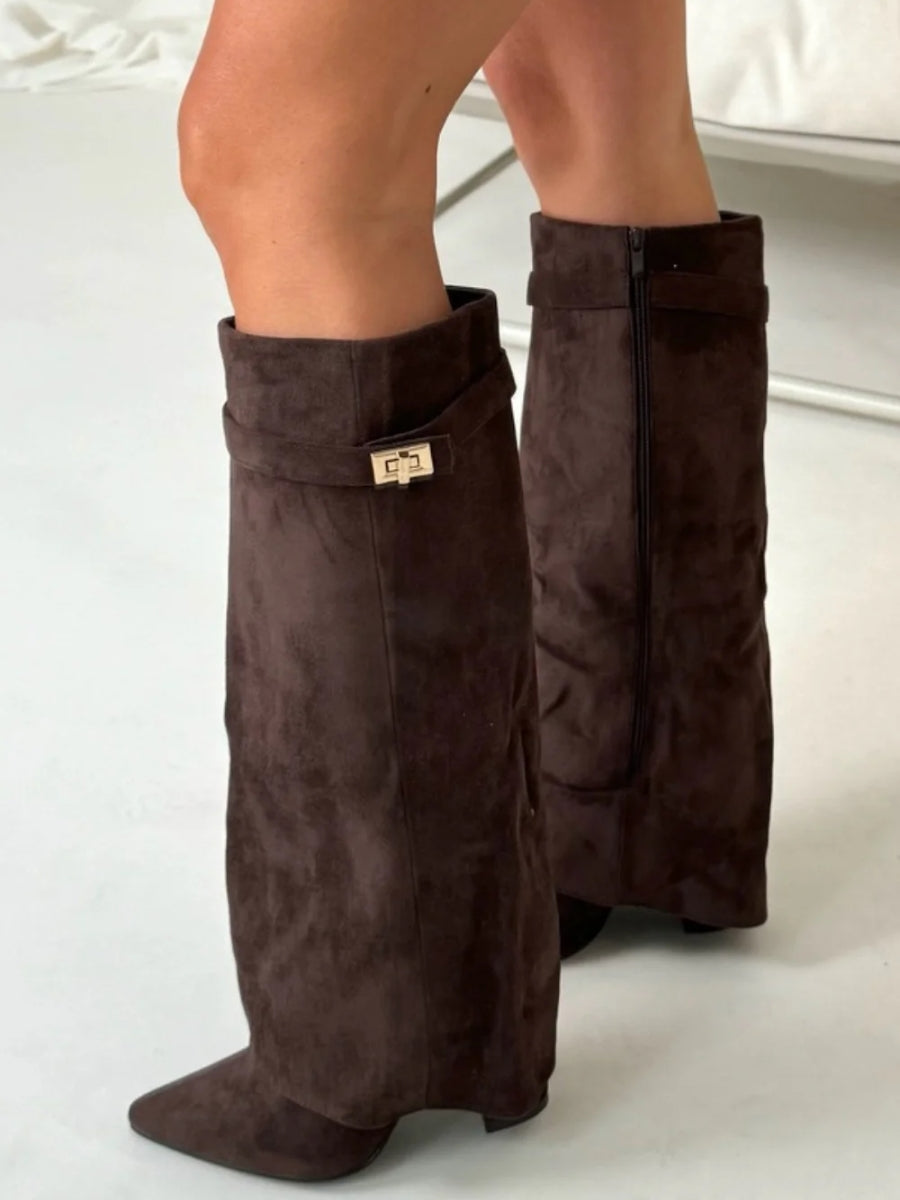 Variant image for Brown Knee High Boots for Women – Elegant High Suede Long Boots with Comfortable Fit-19