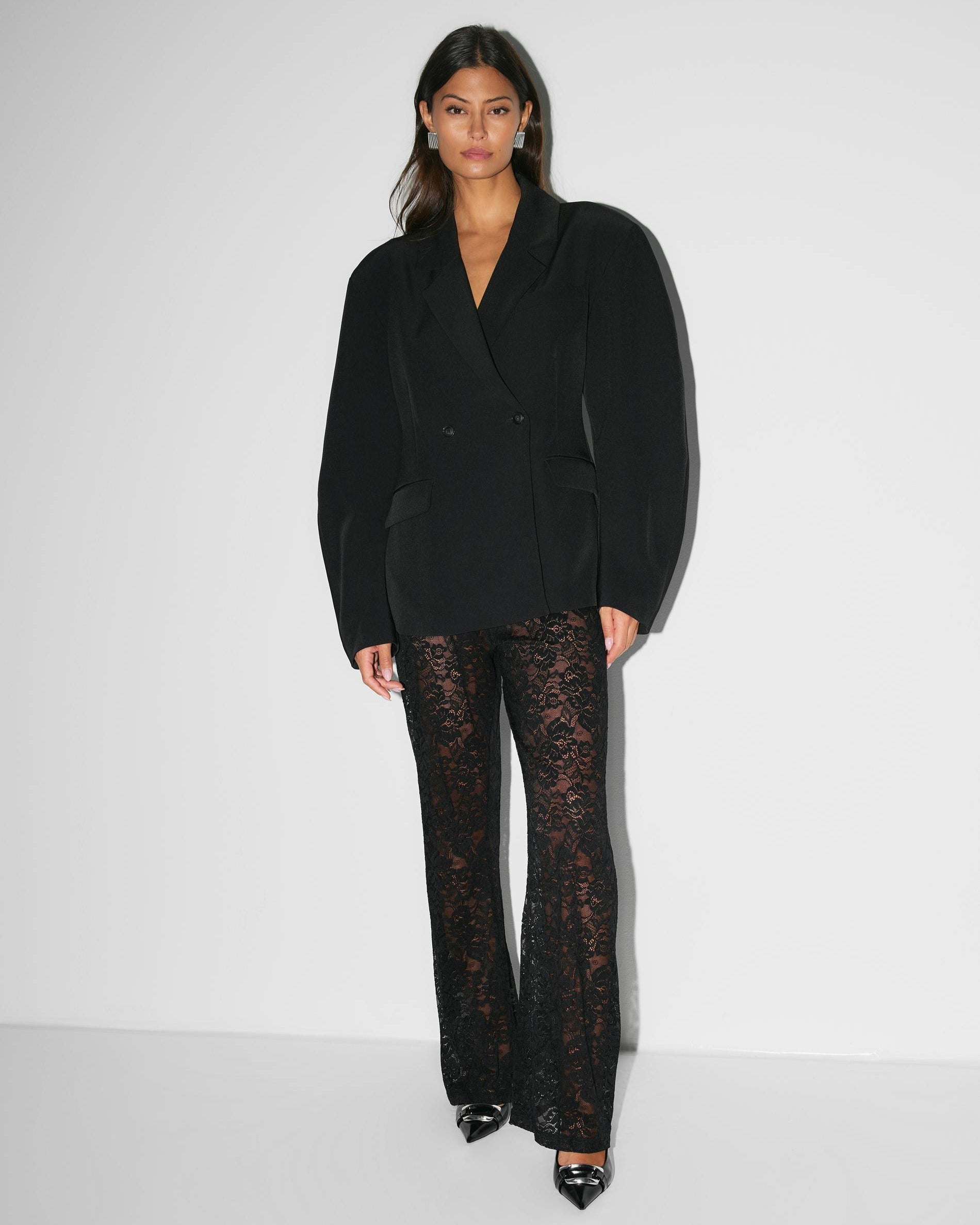 Variant image for Luxurious High Waist Lace Pants - Elegant Trousers for Special Occasions, Available in Multiple Colors and Sizes-1