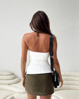 White Strapless Tube Top – Elastic Fit Bandeau Top with Open Back Design for Women, Perfect for Summer Outfits