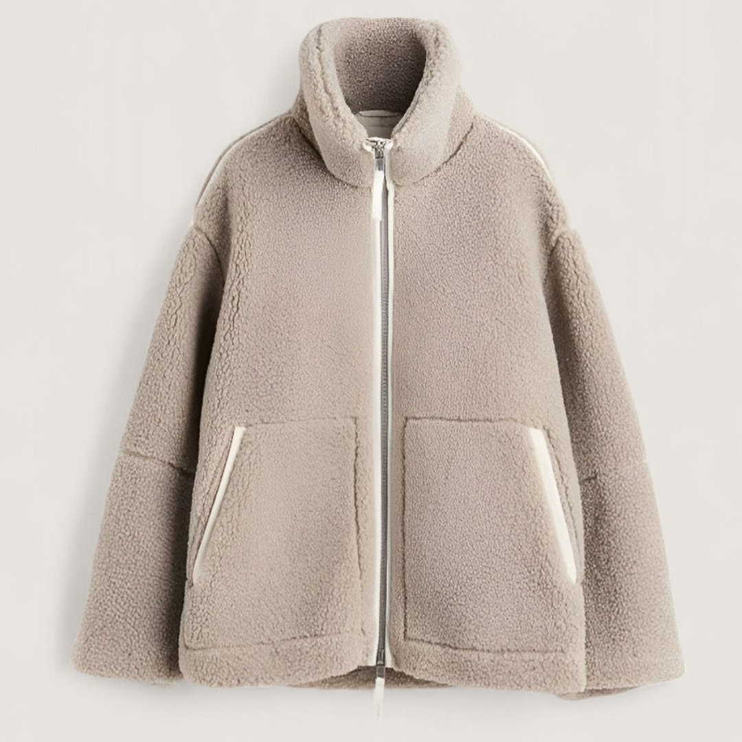 Variant image for Oversized Teddy Jacket for Women - Cozy Teddy Fleece, Trendy Relaxed Fit for Chilly Days, Machine Washable-1