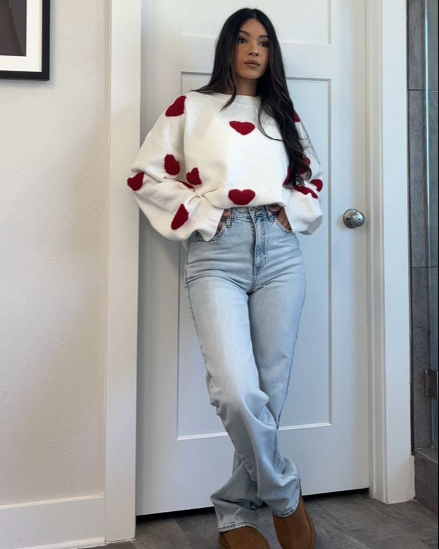 Variant image for Oversized Rose Heart Sweater for Women – Soft Fabric, Relaxed Fit, Cozy and Stylish, Perfect for Casual Outings-1
