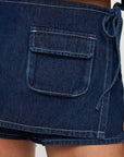 Womens Denim Shorts with Skirt Front Design – Low Waist 100% Cotton Casual Summer Style