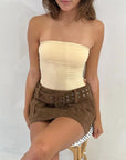 White Strapless Tube Top – Elastic Fit Bandeau Top with Open Back Design for Women, Perfect for Summer Outfits
