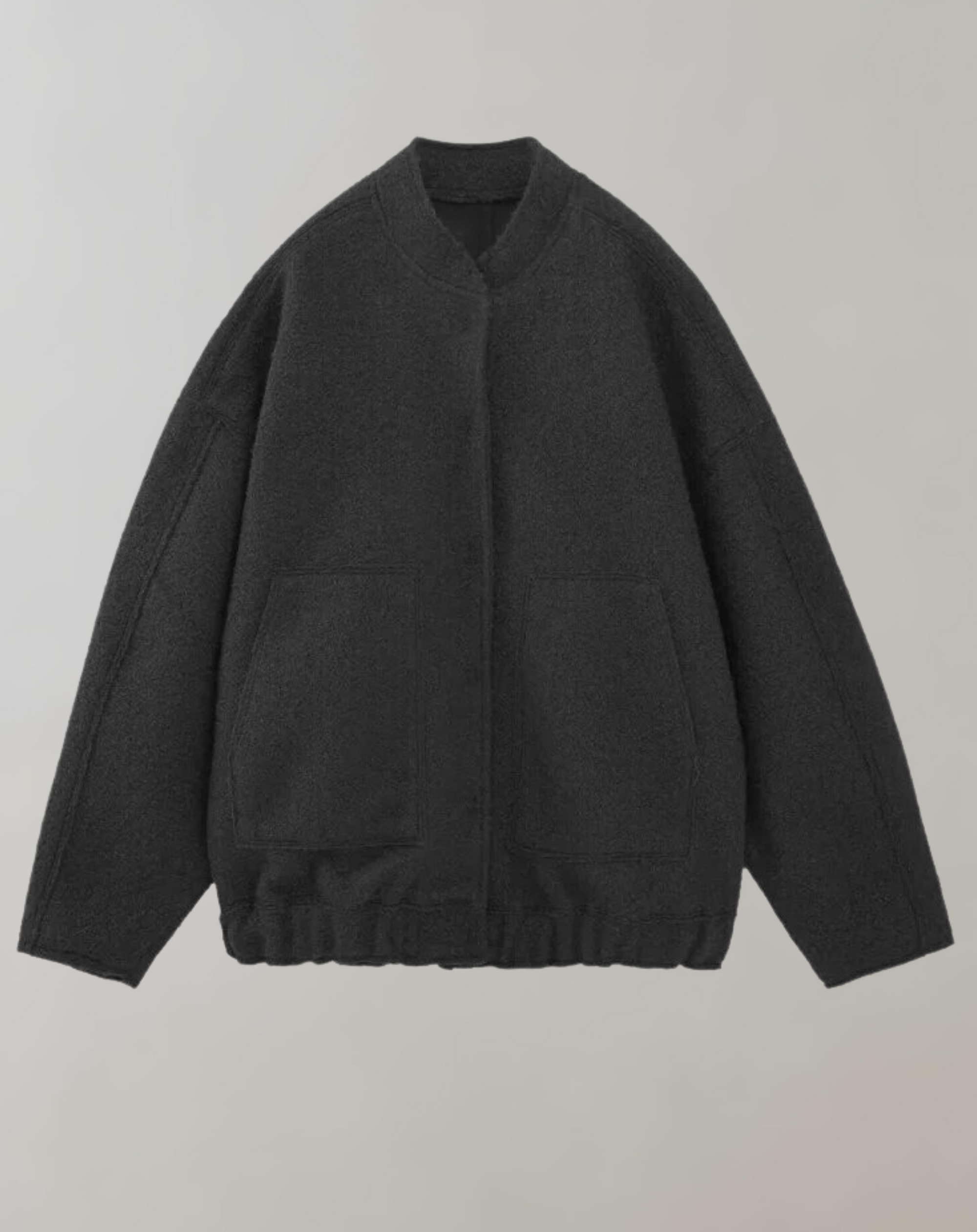 Variant image for Oversized Black Bomber Jacket for Men and Women - Soft Polyester Casual Outerwear with Pockets-7