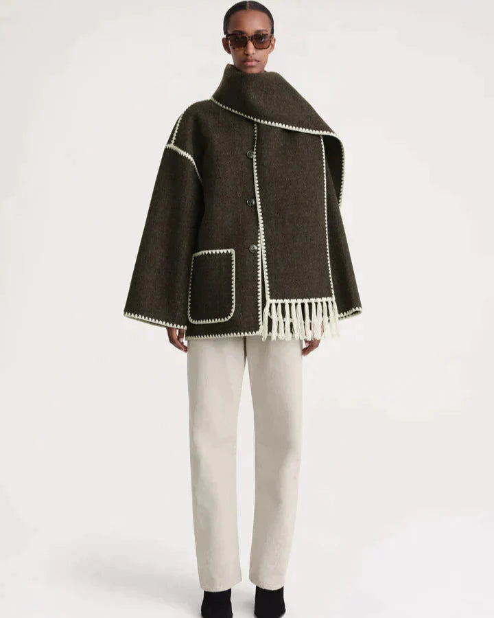 Variant image for Long Wool Coat with Scarf for Women – Timeless Elegance and Warmth for Winter-17