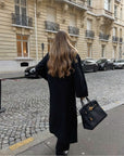 Oversized Wool Blend Winter Coat for Women with Double Snap Closure – Elegant and Warm Outerwear