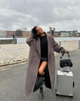 Oversized Wool Blend Winter Coat for Women with Double Snap Closure – Elegant and Warm Outerwear