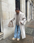 Oversized Wool Blend Winter Coat for Women with Double Snap Closure – Elegant and Warm Outerwear