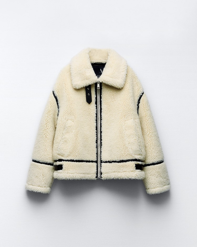 Variant image for Oversized Teddy Coat for Women - Soft and Cozy Winter Coat in Beige and Black, Perfect for Autumn and Chilly Days-1