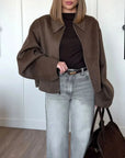 Men's Stylish Zip-Up Bomber Jacket in Durable Wool Blend – Relaxed Fit, Structured Collar, Multiple Colors Available