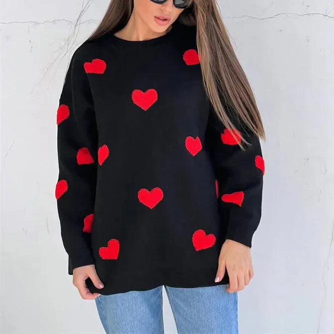 Variant image for Oversized Rose Heart Sweater for Women – Soft Fabric, Relaxed Fit, Cozy and Stylish, Perfect for Casual Outings-7