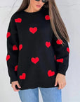 Oversized Rose Heart Sweater for Women – Soft Fabric, Relaxed Fit, Cozy and Stylish, Perfect for Casual Outings