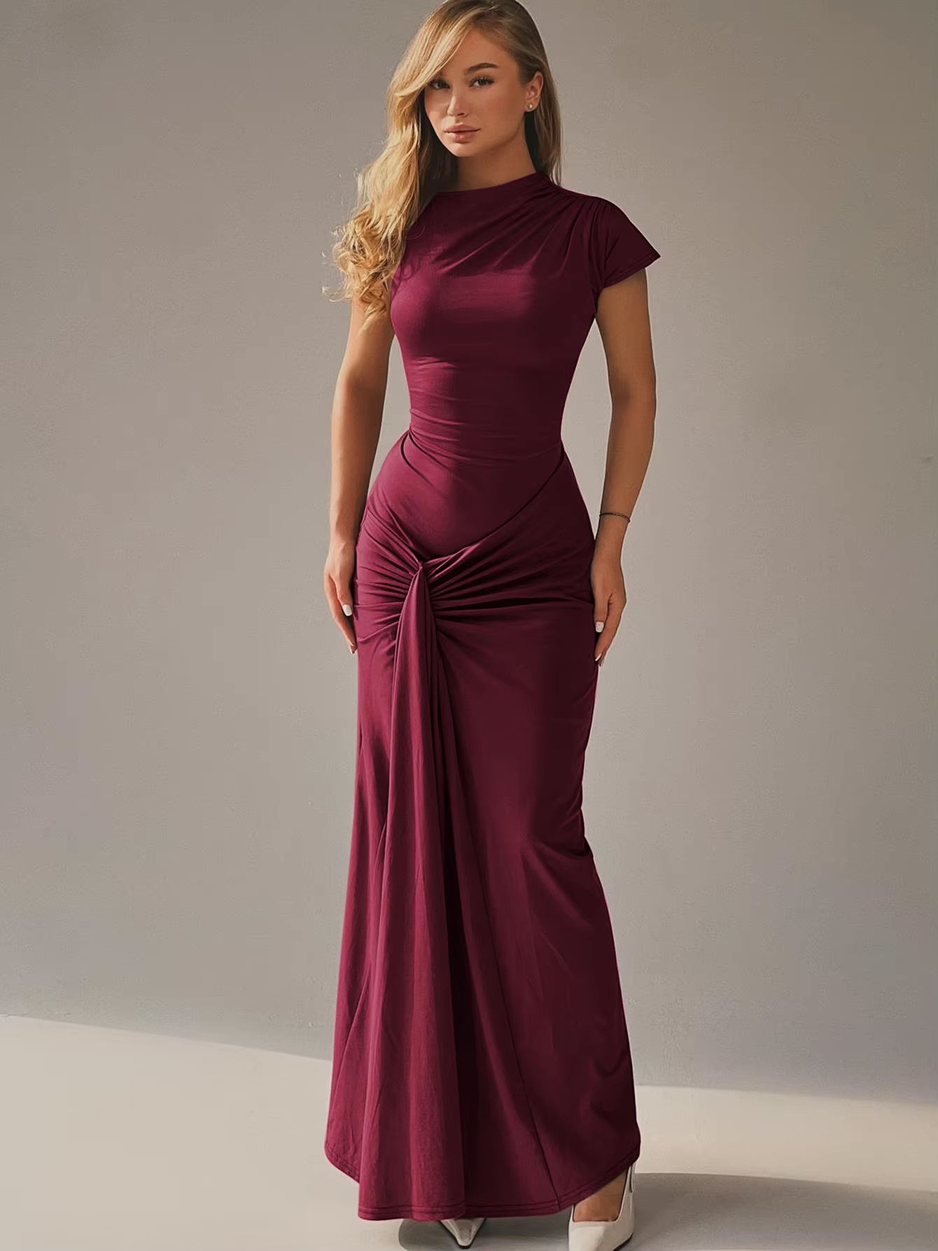 Variant image for Elegant Black Maxi Dress for Women – Long Sleeve Adjustable Lace-Up Back, Flattering Fit for Special Occasions-13