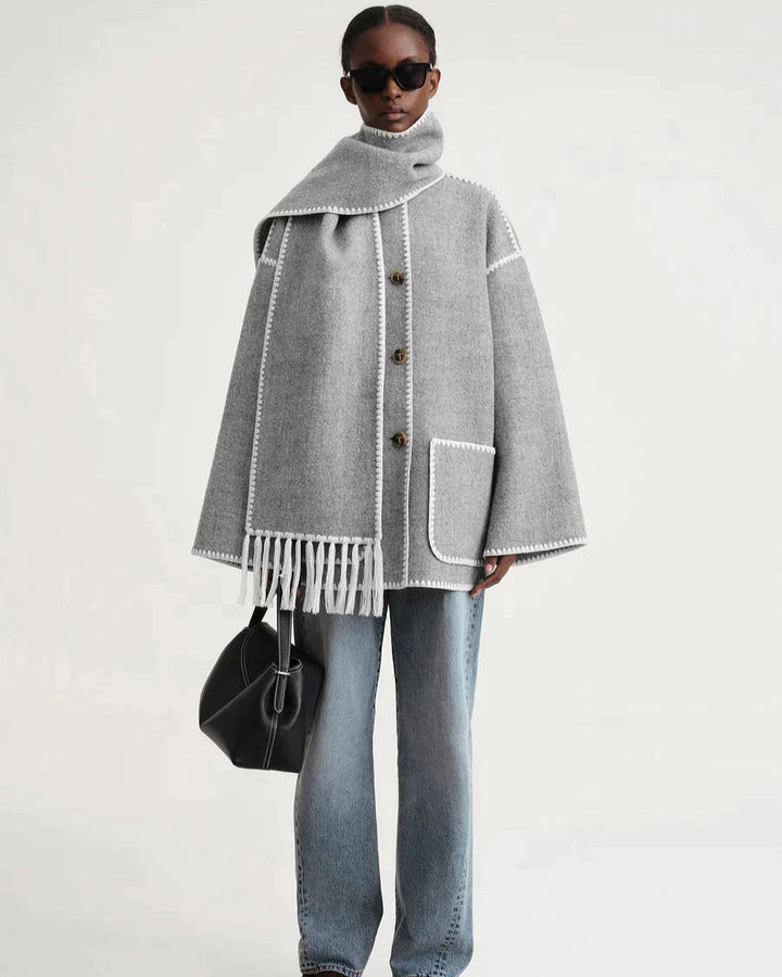 Variant image for Long Wool Coat with Scarf for Women – Timeless Elegance and Warmth for Winter-5