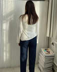Long Sleeve V-Neck Women's Top with Tie Bands – Soft Stretch Fabric for Going Out and Casual Wear