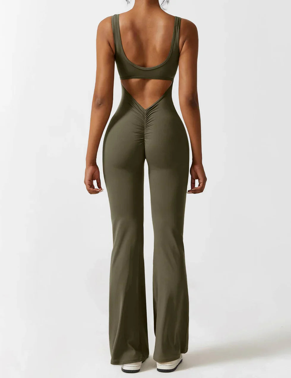 Variant image for Black Jumpsuit for Women – V-Back Scrunch Design with Removable Cups, Soft & Breathable Fabric, High Waist Fit-13
