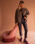 Stylish Leopard Print Bomber Jacket for Women - Oversized Fit with Comfortable Lining and Practical Pockets