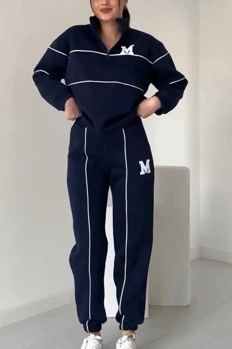 Variant image for Oversized Tracksuit Set with High-Neck Sweater and Elastic Waist Pants – Comfortable and Trendy Casual Wear-13