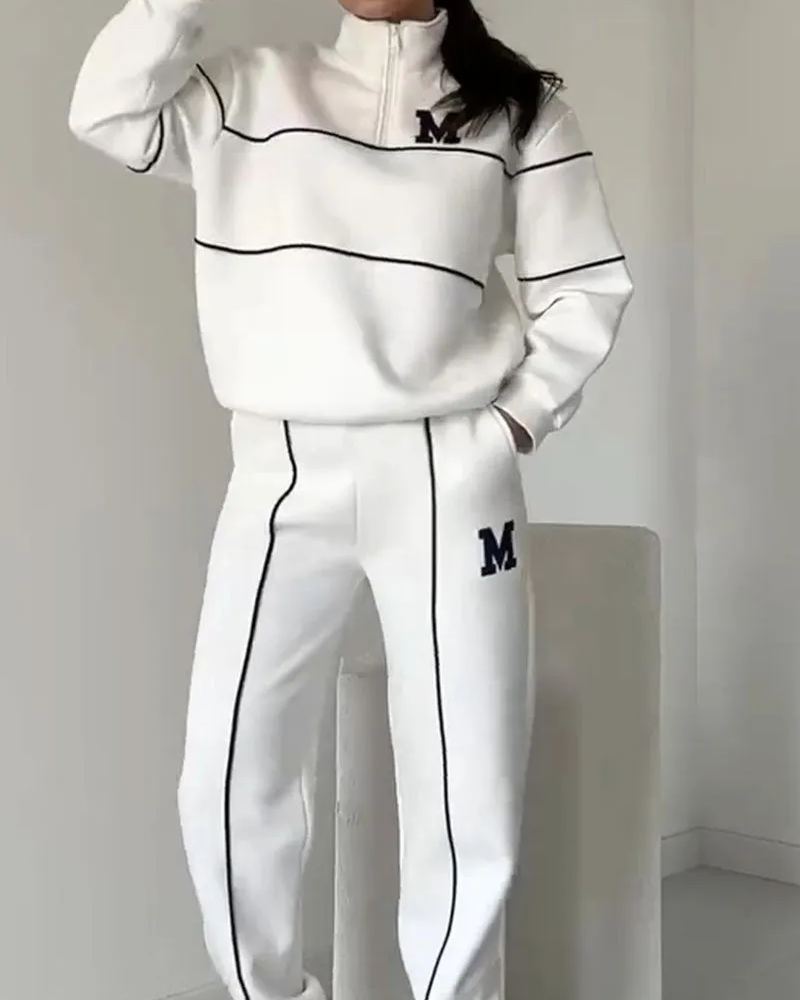 Variant image for Oversized Tracksuit Set with High-Neck Sweater and Elastic Waist Pants – Comfortable and Trendy Casual Wear-1