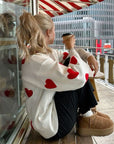 Oversized Rose Heart Sweater for Women – Soft Fabric, Relaxed Fit, Cozy and Stylish, Perfect for Casual Outings
